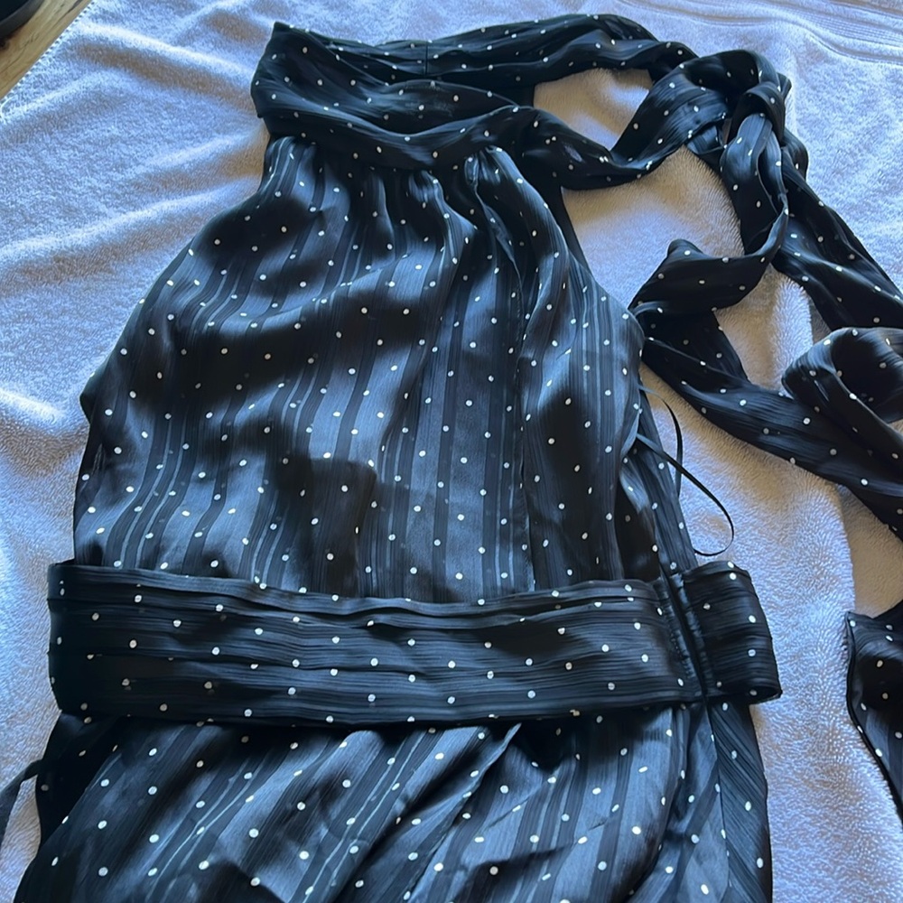 Elegant Black Polka Dot Midi Dress